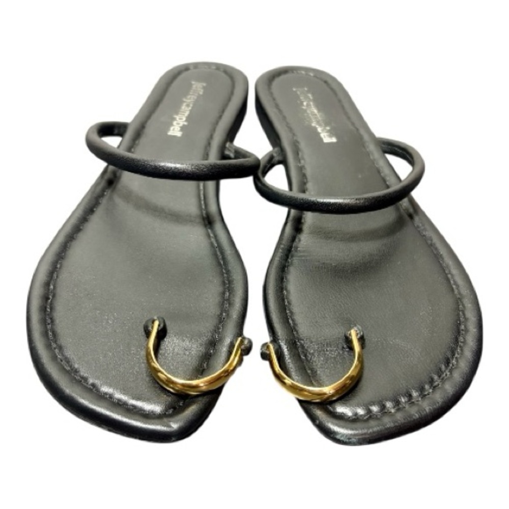 JEFFREY CAMPBELL Binny Toe Loop Sandals in Black and Gold - Picture 3 of 8